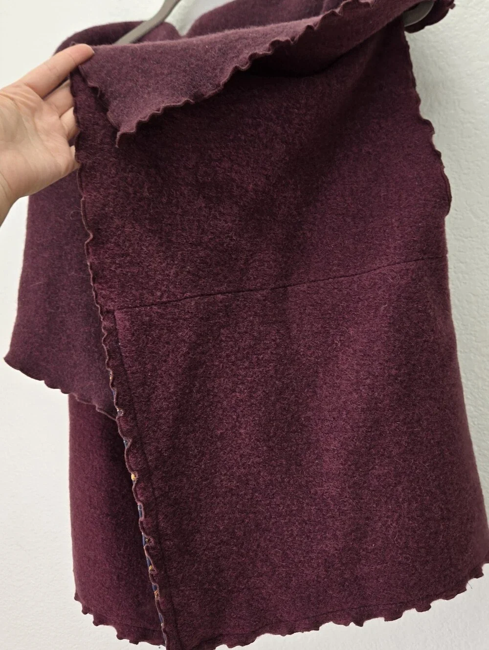 VTG Wrap Vest Felted London in Old Rose, Rosewood Handmade Wool Blend One Size